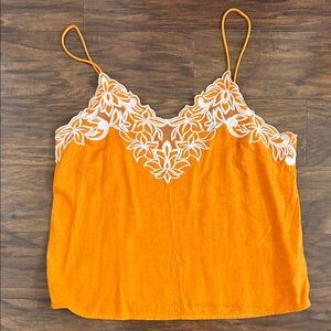 Express Orange Cami with White Floral Lace